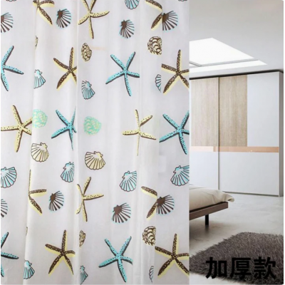 1pc Starfish Conch Printed Shower Curtain with Metal Grommets
